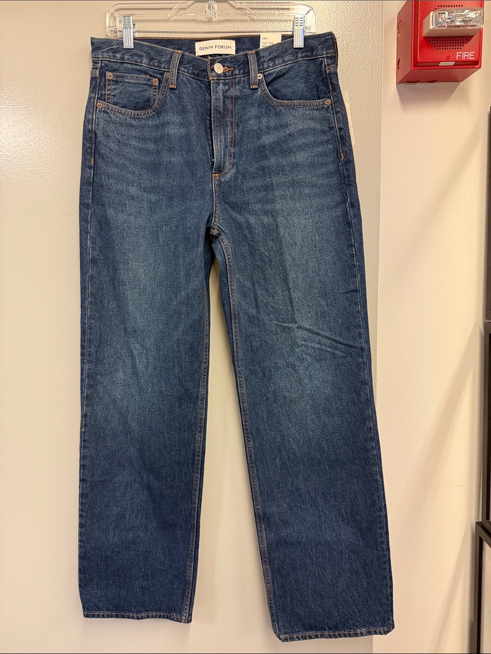 Denim Forum Men’s Straight Jeans in Dark Blue Wash